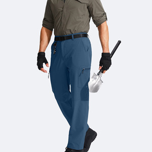 Pantalones de senderismo para hombre con cintura ajustable, estilo streetwear con múltiples bolsillos, ideales para senderismo y ropa de trabajo, pantalones de senderismo a la moda. - Product Image 3