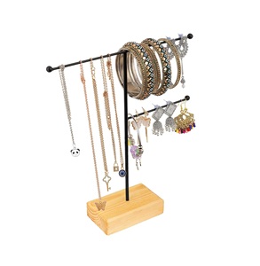 Compact Dual Tier Jewelry Display Stand With Earring Bar Necklace Hooks <b>Bracelet</b> Holder Sturdy Base <b>Smart</b> Organized Vanity - Product Image 4