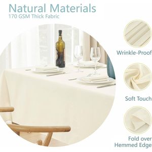 Tovaglia Rettangolare 52x70 Pollici in Lino Testurizzato Impermeabile, Resistente alle Macchie e alle Pieghe, Lavabile, Tessuto Decorativo per Arredamento Casa - Product Image 2