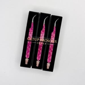 Pince à cils GETUP BROSONS IMPEX courbée en acier inoxydable avec revêtement papier, personnalisable, découpe laser perforée, vente en gros, marque privée - Product Image 1
