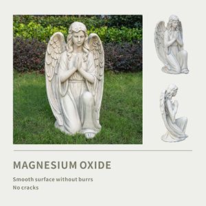 Estatua de Ángel Arrodillado Hecha a Mano, Escultura de Óxido de Magnesio de 26.77' para Decoración de Jardín Interior o Exterior - Product Image 3
