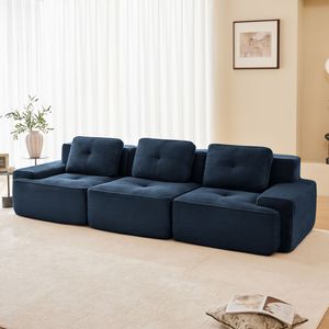 Divano Sezionale Moderno Modulare in Tessuto Corduroy 117, Oversize a 3 Posti con Seduta Profonda e Bordatura Perla per Soggiorno - Product Image 2