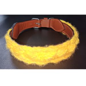 Arnés de cuero marrón para perros y gatos, cinturones para mascotas, hilo amarillo, diseño trenzado, patrón sólido, decoración colorida, estilo de cadena directo - Product Image 3