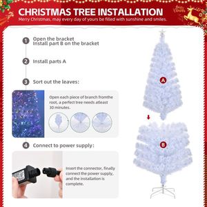 7 FT Pre-Lit Artificial Christmas Tree with 280 Branch Tips and Top Star Fiber Optic Lighted Holiday Xmas Decorations - Product Image 4
