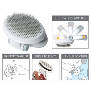 Gyrater Self-Cleaning Swivel Slicker <b>Pet</b> <b>Brush</b> Travel-Friendly <b>Pet</b> Grooming Product - Product Image 6