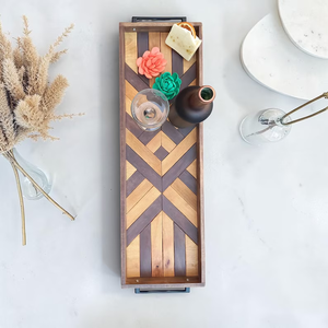 Bandeja de Madera Sostenible con Acabado Aceitado para Servir Postres, Perfecta para Servir Fideos, Tazones, Tazas, Forma Rectangular - Product Image 1