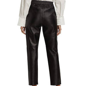<b>Women</b> <b>Cropped</b> Faux Leather Pants High <b>Waist</b> Soft PU Fashion Ankle Length Casual <b>Trousers</b> Custom OEM ODM Wholesale Manufacturing - Product Image 4