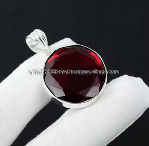 Colgante natural de Plata de Ley 925 colgante de piedras preciosas granate colgante hecho a mano colgante de aniversario hermoso colgante de mujer - Product Image 6