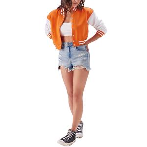 Veste de baseball en cuir brodée avec logo personnalisé pour femmes, capuche ample à manches longues, motif denim, conception sans couture traitée à la teinture - Product Image 6