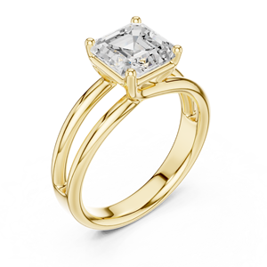 แหวนแต่งงานเพชรทรงแอสเชอร์ 2 กะรัต ทองคำแท้ 14k  พร้อมใบรับรอง IGI  เพชรเพาะเลี้ยงในห้องปฏิบัติการคุณภาพ E VS1 สำหรับผู้หญิง - Product Image 3