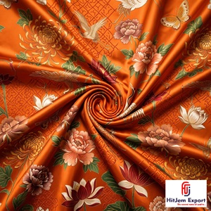Tissu en satin japonais imprimé de qualité supérieure, personnalisé OEM ODM, pour vêtements de mariée, ameublement, vente en gros, exportation - Product Image 3