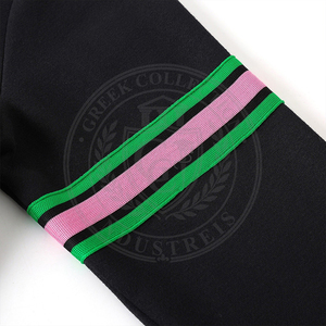 OEM Sisterhood sorority <b>Black</b> Sweatshirt Green Pink Trim Crew Neck Greek Embroidery Cotton fleece College Women's sweater - Product Image 6