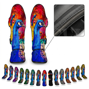 OEM ODM EVA Foam Pu <b>Leather</b> Muay Thai Shin Guards Fighting Kick Boxing MMA Foot Protection Martial Arts Sparring Punching Guard - Product Image 1