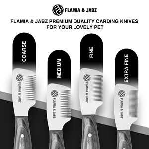 Flamia & Jabz Stainless Steel Pet Comb Wood Handle Dog Grooming Tool Stripping knife Cats and Dogs Black - Product Image 2