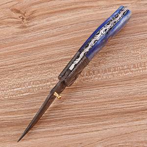 Couteau pliant EDC à lame droite en acier Damas de qualité supérieure, fait main, avec verrouillage Liner Lock, pour la chasse en extérieur, OEM, personnalisé, vente en gros, direct usine - Product Image 6