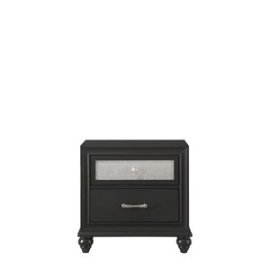 Set di Mobili per Camera da Letto 3 Pezzi: Letto Queen Size Nero in Velluto con Bottoni e Contenitore, 2 Comodini in Legno - Product Image 4