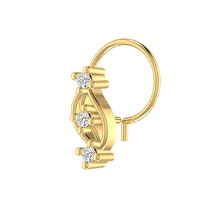 เครื่องประดับเจาะจมูกทอง 14K ดีไซน์ดอกไม้ ประดับเพชรธรรมชาติ 0.06 กะรัต สไตล์ชาติพันธุ์สำหรับผู้หญิง - Product Image 4