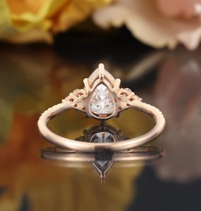 Pear Cut Moissanite Classic Engagement <b>Ring</b> <b>925</b> Sterling <b>Silver</b> Teardrop Solitaire Wedding Promise <b>Ring</b> - Product Image 3