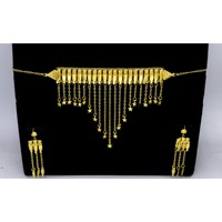 Ensemble de bijoux Khanaqi avec collier et boucles d'oreilles, plaqué or, bijoux de haute qualité, collier de mode, bijoux arabes pour femmes