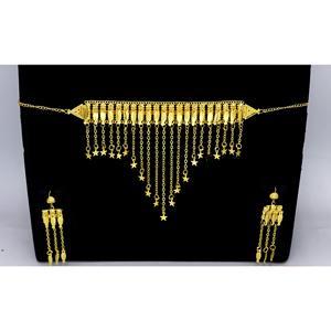 Ensemble de bijoux Khanaqi avec collier et boucles d'oreilles, plaqué or, bijoux de haute qualité, collier de mode, bijoux arabes pour femmes - Product Image 6