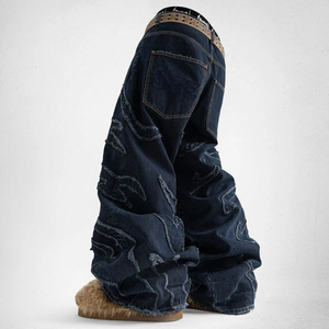 Jeans de Hombre Personalizados de Moda Vintage, Cintura Media, Suaves, Tallas Grandes, Coloridos, Impermeables, Desgastados, Estilo Cargo - Product Image 2