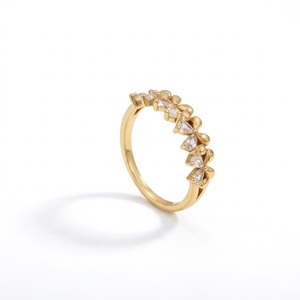 แหวนเพชรทรงกลมแบบขายส่ง ทองคำแท้ 14K 18K ลายดอกไม้แบบปม สำหรับผู้หญิง สาวๆ ใส่ไปงานปาร์ตี้ งานหมั้น - Product Image 4