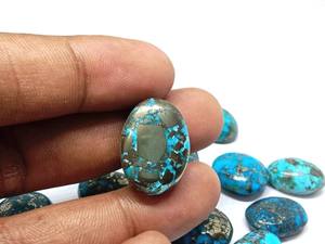 Aamna Gems Pierre précieuse naturelle de qualité supérieure, turquoise iranienne, cabochon ovale, pierre précieuse non montée, polie, avec expertise tierce, pour bijoux - Product Image 5