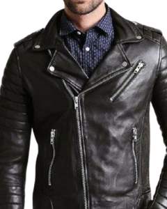 Denim Custom Black Leather Wax Waxed Long Casual Autumn Zipper Coat Jeans Men <b>Jacket</b> - Product Image 6
