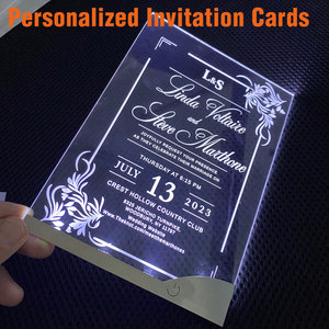 Tarjetas de Invitación Personalizadas con Luz LED Recargable, Tarjetas de Invitación Acrílicas con Logotipo, Fábrica OEM - Product Image 1