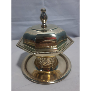 Luxury Arabic Date Bowl With <b>Lid</b> Handcrafted Silver Plated Pedestal Khajoor Pot For Ramadan <b>Decor</b> Weddings And Hotel Tableware - Product Image 4