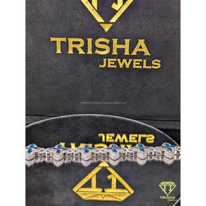 Pulsera Flower Link de Plata de Ley 925 con Diamantes Moissanite VVS de Corte Brillante, Estilo Hip Hop, Unisex, para Boda, de Trisha Jewels - Product Image 4