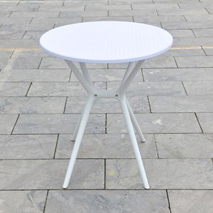 White <b>Round</b> Outdoor <b>Table</b> Plastic Eco-Friendly Modern Design Durable Frame <b>Garden</b> Cafe Use 1 Year Warranty - Product Image 3