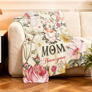 Manta Personalizada con Foto y Texto, Manta de Franela con Diseño Floral Vintage, Suave, Cálida y Acogedora para Sofá o Cama - Product Image 1