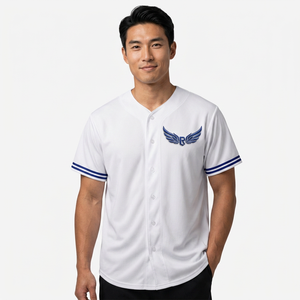 Men's <b>White</b> Baseball Jersey Short Sleeve V-Neck <b>Button</b> Front Breathable Eco-Friendly Anti-Bacterial Polyester Customized Team - Product Image 3