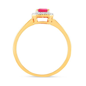 Anillo de Oro con Halo de Diamantes y Piedra Central Rectangular Rosa - Product Image 4