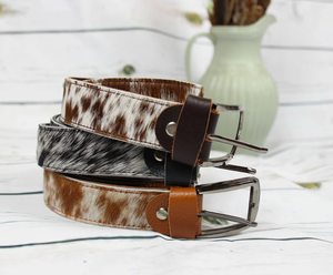 Natural Hair-On Cowhide Leather <b>Belt</b> for Men Premium Quality Heavy Duty Western Alloy Buckle with Animal Print Customizable - Product Image 6