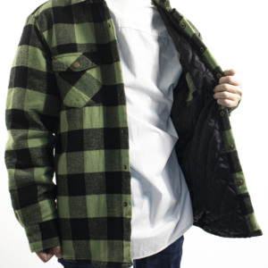 Vente en gros OEM 2023 – Veste chemise unisexe en toile à capuche et col montant, style streetwear, doublée, manches longues, chaude, à carreaux - Product Image 4