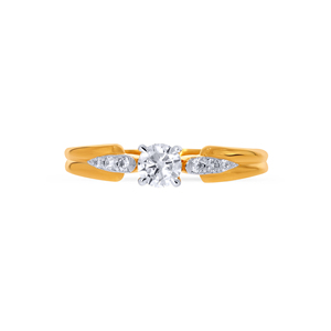 Anillo de Diamantes Solitario de Oro Amarillo de 18K de Primera Calidad con Detalles de Pavé en los Hombros para Mujer, Joyería Fina, Anillo Solitario de Oro Amarillo de 18K - Product Image 3