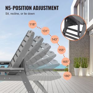 Chaise longue de patio réglable avec capacité de charge de 450 lb, dossier à 6 positions, chaise longue en HDPE pour piscine et villa, utilisation en extérieur - Product Image 3