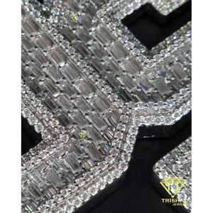 Luxury JS <b>Initial</b> Pendant Featuring Brilliant Cut VVS Lab Grown Diamonds Rhodium 925 Sterling <b>Silver</b> Hip Hop Statement <b>Necklace</b> - Product Image 3