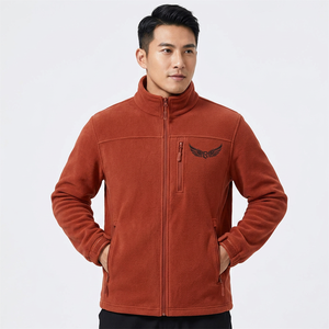 Veste en polaire rouge pour homme avec col montant, fermeture éclair, logo brodé, vêtement décontracté pour l'automne - Product Image 6