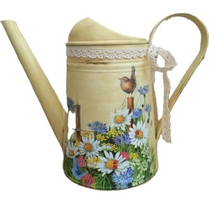 Arrosoir rond en fer émaillé, couleurs assorties, avec autocollants, pour plantes, pépinière, jardin - Product Image 1