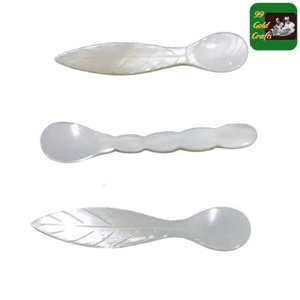 Coffee Spoon Caviar Spoon for Home Kitchen Dessert <b>Mirror</b> Polish Spoon Hot Sale Wooden Handle and <b>Shell</b> Seashell Spoon - Product Image 5
