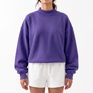 Sudadera Oversize de Cuello Alto para Mujer, 100% Algodón Grueso, Hombros Caídos, Estilo Urbano, Logotipo Personalizado, Suministro al por Mayor - Product Image 1
