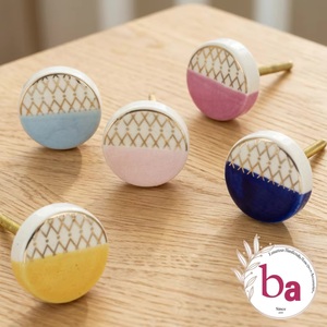 European Luxury Industrial Ceramic <b>Knobs</b> <b>Cabinet</b> Drawer Dresser Living Room Pull Hangers <b>Gold</b> Work Flower - Product Image 3