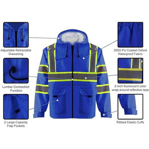 Perfectionists <b>High</b> <b>Visibility</b> Breathable Zippered Reflective <b>Softshell</b> Men's Work <b>Jacket</b> CE Certified Anti-Bacterial Needle - Product Image 3