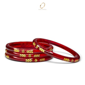กำไลข้อมืออะคริลิคคุณภาพพรีเมียมจากอินเดีย สีแดง ชุบทอง ประดับตกแต่งอย่างสวยงาม ชุดเครื่องประดับสำหรับงานแต่งงานสำหรับผู้หญิง ราคาขายส่ง - Product Image 5