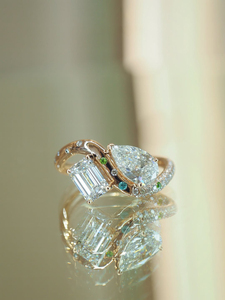 Anillo de Compromiso Toi Et Moi Vintage con Diamante Cultivado en Laboratorio con Corte Esmeralda en Forma de Pera, Certificado por IGI, Anillo de Dos Piedras Cruzadas Personalizado para Novia, Joyería Fina para Mujer - Product Image 3