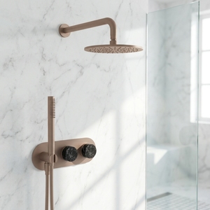Sistema Doccia Moderno Watersino di Alta Qualità, Finitura Oro Spazzolato, <span class=keywords><strong>Set</strong></span> Doccia a Pioggia <span class=keywords><strong>in</strong></span> Ottone - Product Image 1