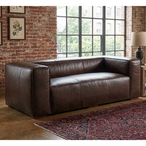 Sofá de Cuero Marrón Resistente para Sala de Estar, Sofá Moderno de Madera Maciza para Proyectos de Muebles Residenciales y Comerciales - Product Image 1
